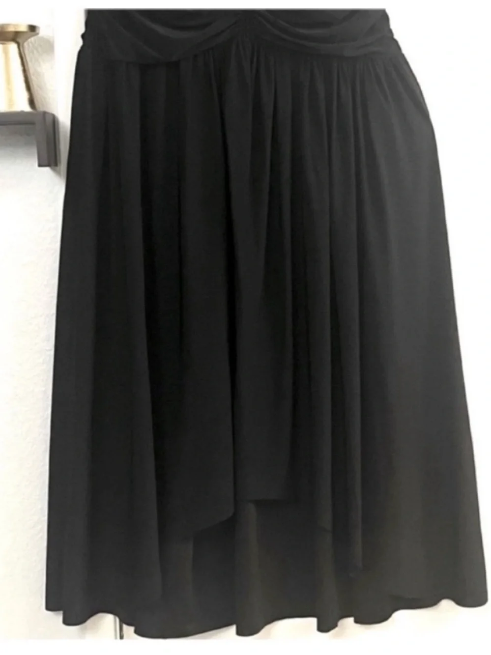 Misa Los Angeles Dalida Black Strapless Ruched Midi Skirt Size Large